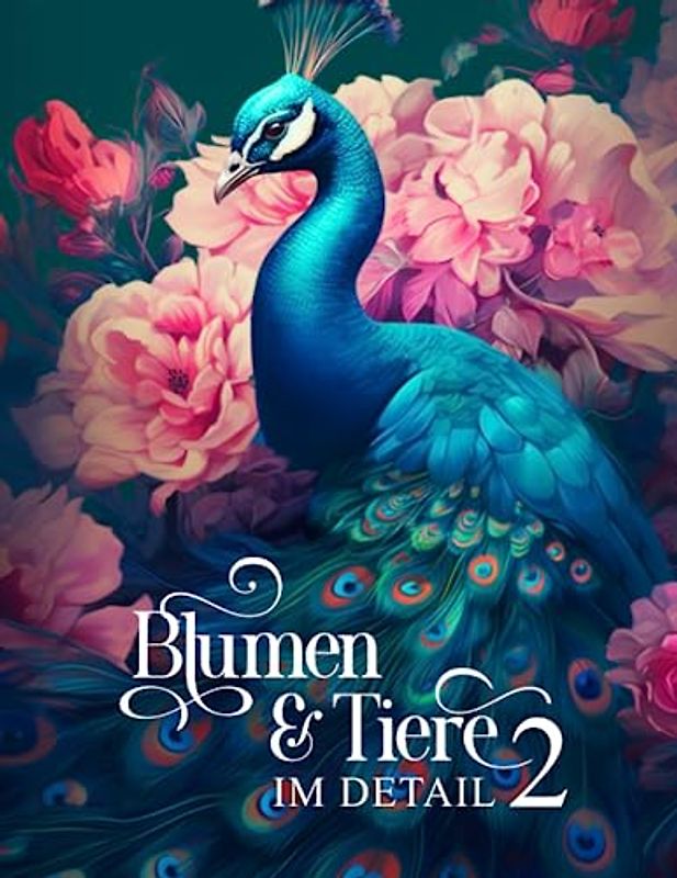 Blumen und Tiere im Detail 2: Ein Malbuch für Erwachsene mit 50 detailreichen Tieren, im Fokus sind Vögel, Fische, Amphibien