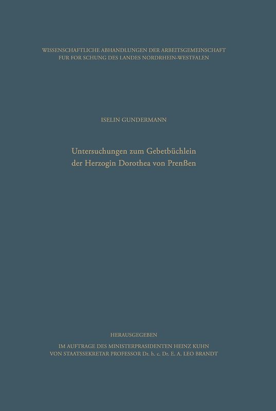 Untersuchungen zum Gebetbüchlein der Herzogin Dorothea von Preußen