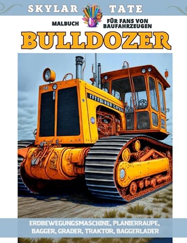 Bulldozer – Malbuch für Fans von Baufahrzeugen – Erdbewegungsmaschine, Planierraupe, Bagger, Grader, Traktor, Baggerlader