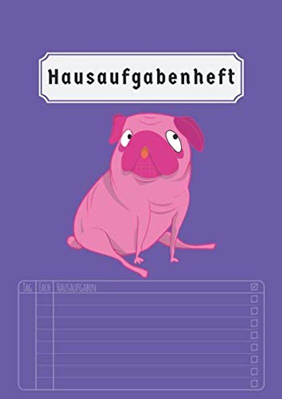 Hausaufgabenheft: Grundschule | Din A4 | 50 Blatt | Aufgabenheft 1 Klasse | Für Kinder | Lila
