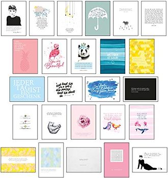 Postkarten Sprüche - Postkarten Set mit 25 hochwertigen versch. liebevollen Motiven und wunderschönen Sprüchen und Zitaten