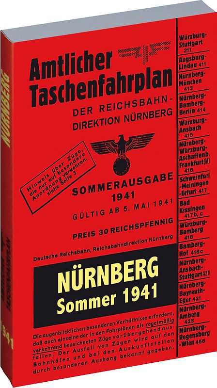 Amtlicher Taschenfahrplan NÜRNBERG - Sommer 1941