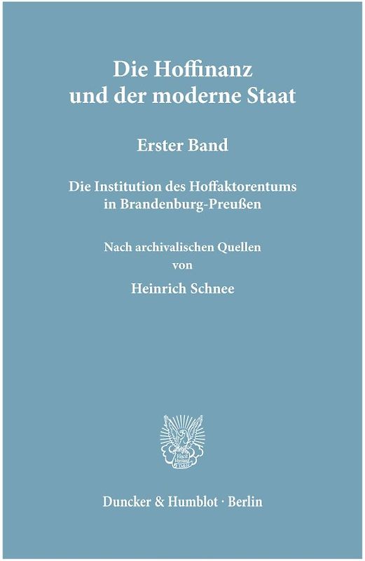 Die Hoffinanz und der moderne Staat.