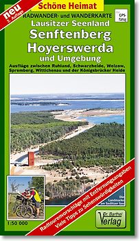 Radwander- und Wanderkarte Lausitzer Seenland, Senftenberg, Hoyerswerda und Umgebung