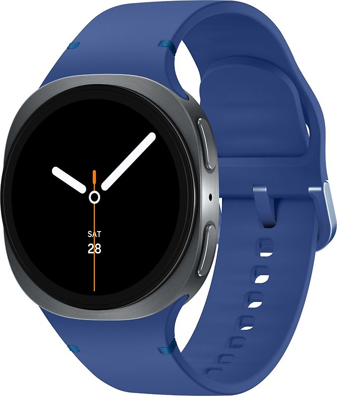 Samsung Galaxy Watch8 44 mm Boîtier aluminium graphite sur Sport en silicone S/M bleu nuit [Wi-Fi]