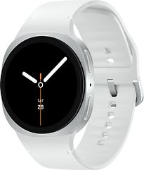 Samsung Galaxy Watch8 44 mm Boîtier aluminium argent sur Sport en silicone M/L blanc [Wi-Fi + 4G]