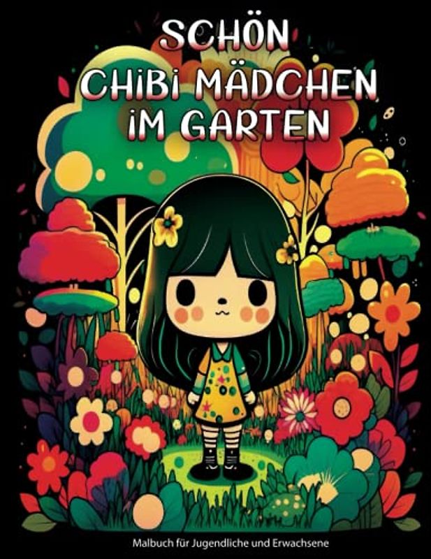 Schöne Chibi Mädchen im Garten Malbuch für Jugendliche und Erwachsene: 30 Originalillustrationen der süßesten Kawaii-Mädchen, die im Garten Chibi-Stil ... Blumen, Schmetterlingen und mehr zeichnen!