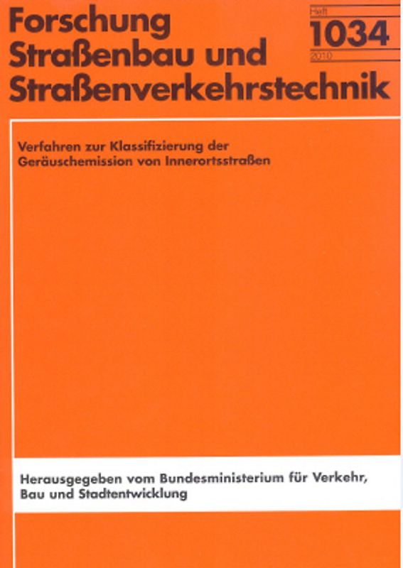 Verfahren zur Klassifizierung der Geräuschemissionen von Innerortsstraßen