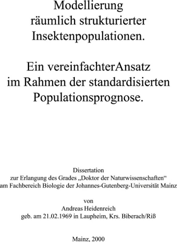 Modellierung räumlich strukturierter Insektenpopulationen