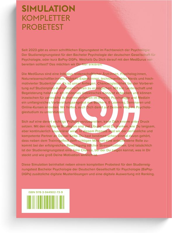MedGurus BaPsy-DGPs Vorbereitung Pro Paket – Simulationsbuch, E-Learning mit über 1.250 Übungsaufgaben und Online-Probetest zur Vorbereitung auf den Studieneignungstest Psychologie