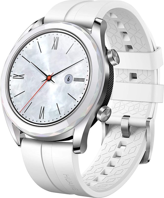 Huawei Watch GT 42,8 mm argent et bracelet silicone blanc [Elegant Edition]
