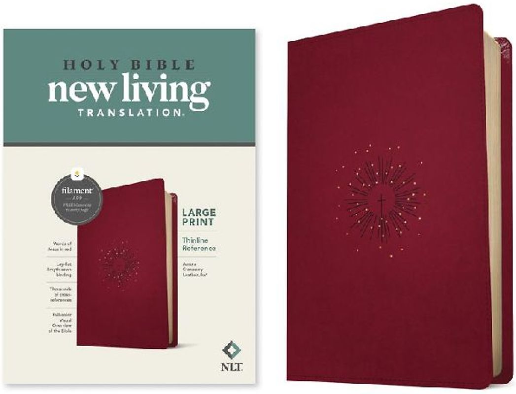 NLT Large Print Thinline Reference Bible, Filament Enabled Edition (Red Letter, Leatherlike, Berry)