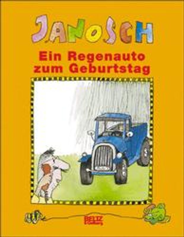 Ein Regenauto zum Geburtstag. Farbiges Bilderbuch