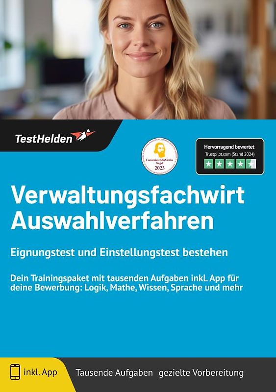 Verwaltungsfachwirt Auswahlverfahren: Eignungstest und Einstellungstest bestehen | Dein Trainingspaket mit tausenden Aufgaben inkl. App für deine Bewerbung: Logik, Mathe, Wissen, Sprache und mehr