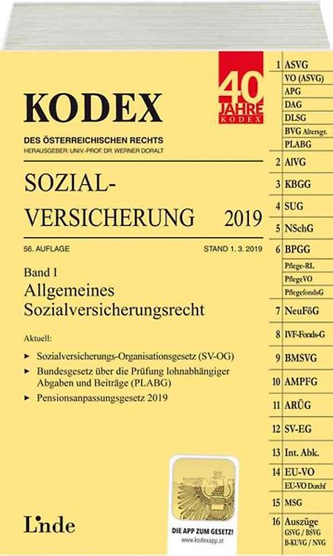 KODEX Sozialversicherung 2019, Band I