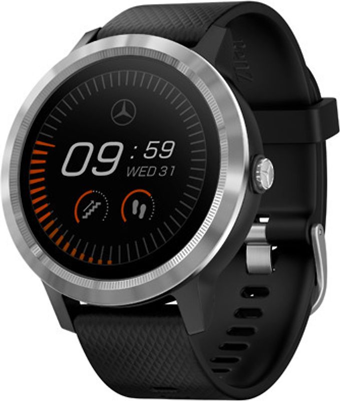 Garmin Vivoactive 3 30,4 mm argent et bracelet en silicone noir [Mercedes Benz Edition]
