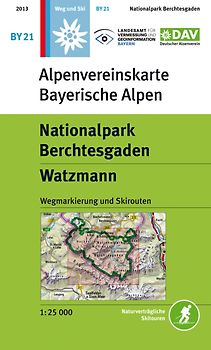 Nationalpark Berchtesgaden, Watzmann. Wegmarkierungen - Topographische Karte 1:25000