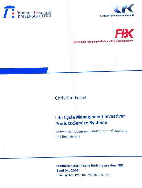 Life cycle management investiver Produkt-Service-Systeme