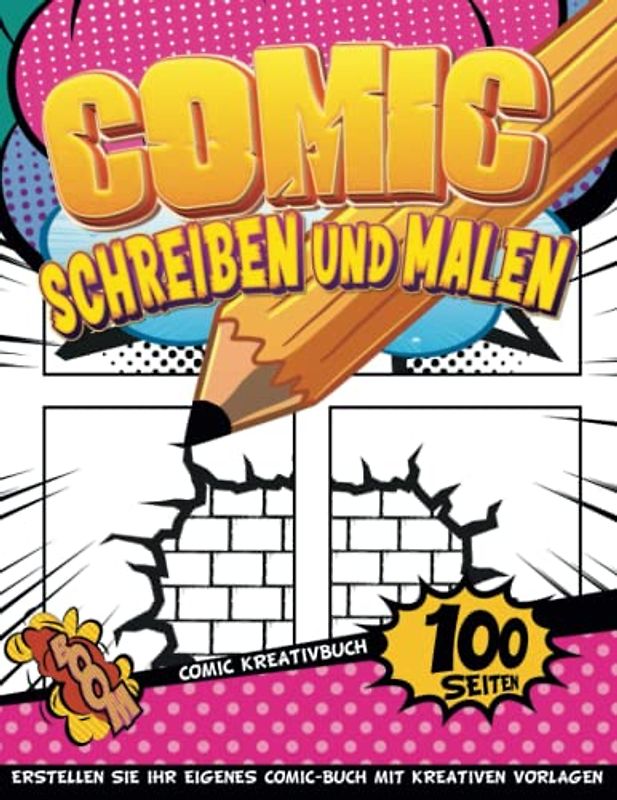 Comic Zeichenbuch Kinder Ab 6: Storyboard-Comic-Buch-Papier Mit Geführten Vorlagen | 100 Varianten Streifen Seiten