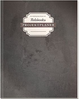 DÉKOKIND Projektplaner | DIN A4, 100+ Seiten, Register, Kontakte, Vintage Softcover | Für über 50 Projekte geeignet| Motiv: Schiefertafel
