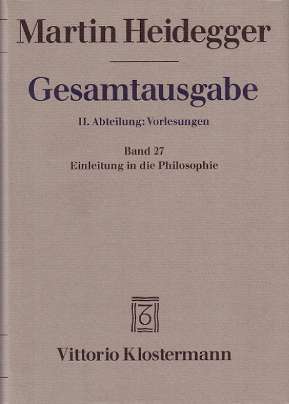 Einleitung in die Philosophie (Wintersemester 1928/29)