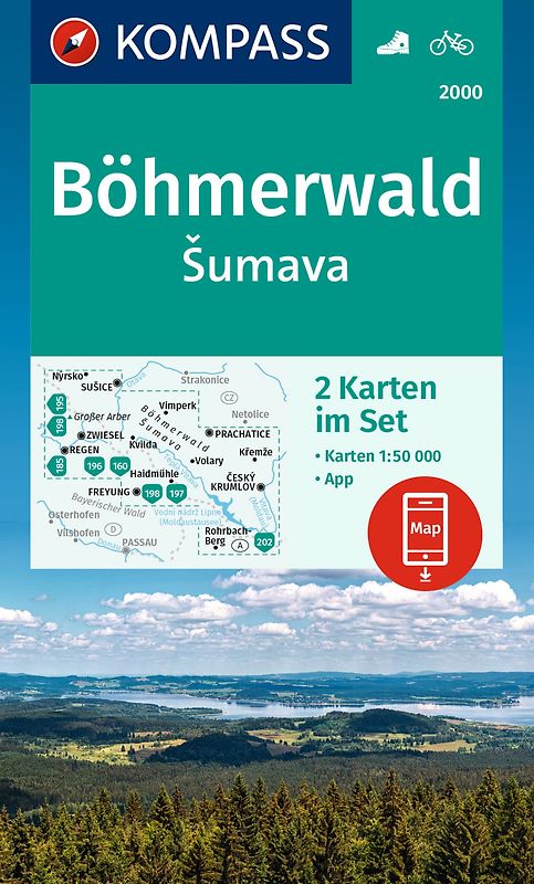 KOMPASS Wanderkarten-Set 2000 Böhmerwald, Sumava (2 Karten) 1:50.000