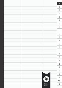 Vokabelheft Lineatur 54 DIN A4: 100 Seiten - 50 Blatt | Dreispaltig | DIN A4 Format | Mit Alphabetischem ABC Register ( gedruckt )