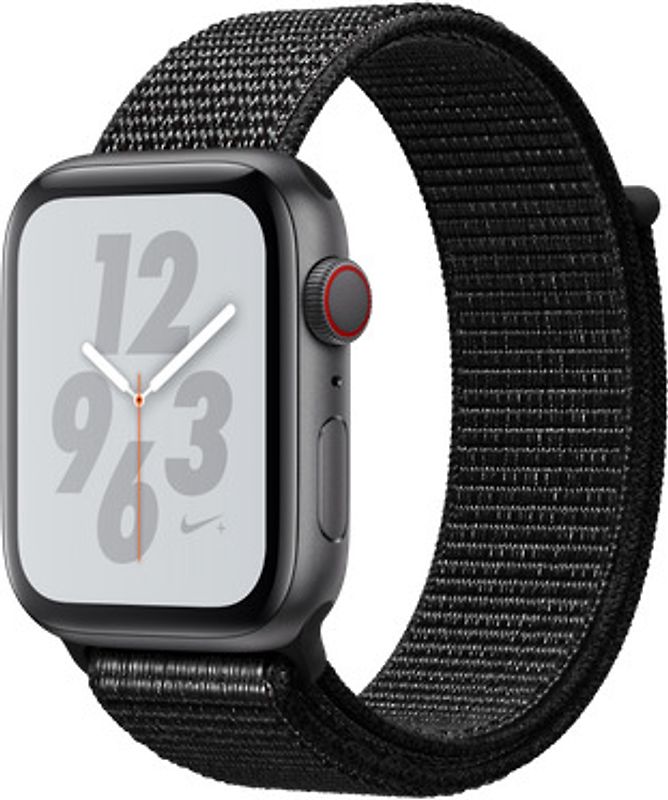 Apple Watch Nike+ Serie 4 44 mm alloggiamento in alluminio space grigio con Loop sportivo Nike nero [Wi-Fi + Cellular]