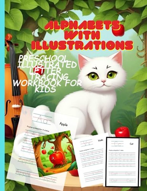 Alphabets with illustrations: Preschool illustrated Letter tracing workbook for kids