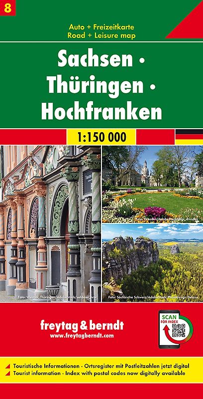freytag & berndt Straßenkarte Sachsen - Thüringen - Hochfranken 1:150.000