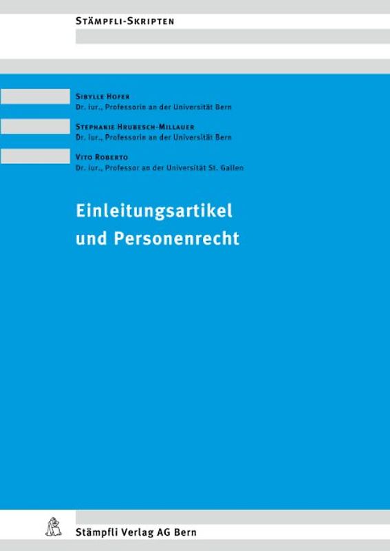Einleitungsartikel und Personenrecht