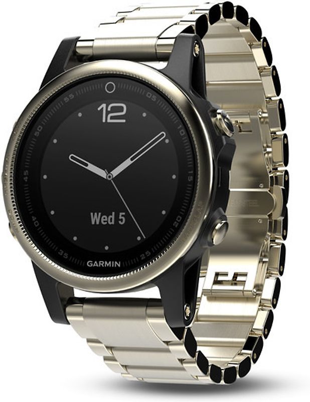 Garmin Fenix 5S 42 mm or au bracelet en acier or [Wi-Fi, Saphir Edition]