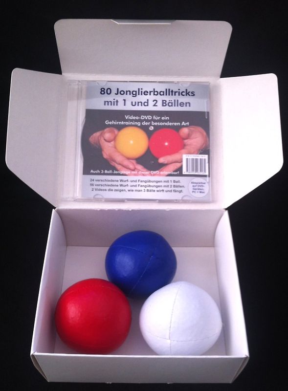 Video-DVD " 80 Jonglierballtricks mit 1 und 2 Bällen" & 3 Jonglierbälle