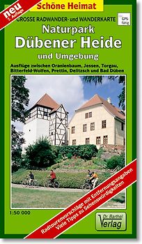 Große Radwander- und Wanderkarte Naturpark Dübener Heide und Umgebung