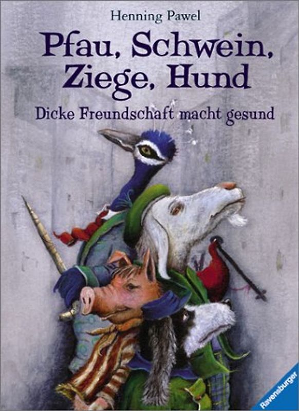 Pfau, Schwein, Ziege, Hund