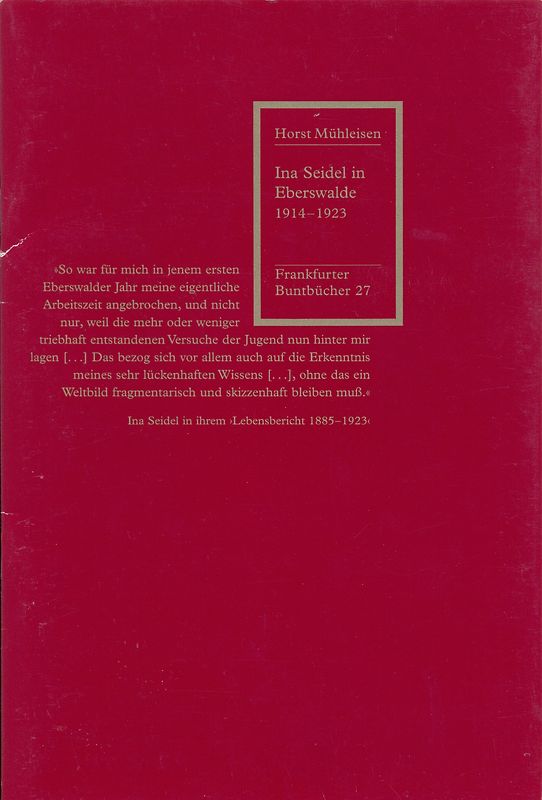 Ina Seidel in Eberswalde 1914-1923