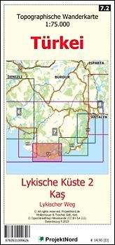 Lykische Küste 2 - Kaş - Lykischer Weg - Topographische Wanderkarte 1:75.000 Türkei (Blatt 7.2)