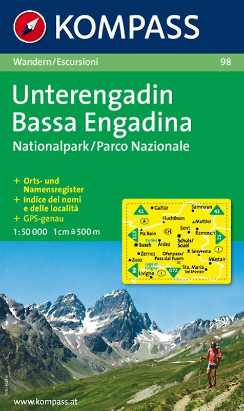 Unterengadin /Bassa Engadina - Nationalpark /Parco Nazionale. Wanderkarte. GPS-geeignet. 1:50000