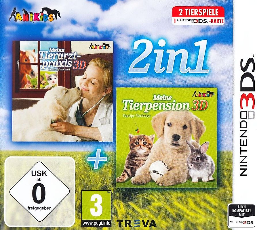 2 in 1: Meine Tierpension 3D - Tapsige Tierbabys / Meine Tierarztpraxis 3D - Einsatz auf dem Land Nintendo 3DS