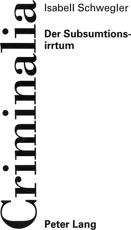 Der Subsumtionsirrtum