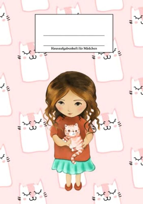 Hausaufgabenheft für Mädchen: Süßes Hausaufgabenheft mit Katzen, rosa