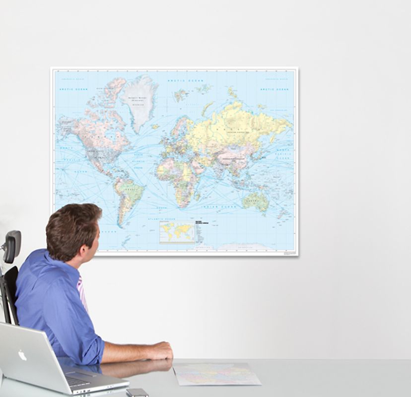 BACHER Politische Weltkarte "Business World", Maßstab 1:31 Mio. Papierkarte gerollt. Die BACHER Business World beinhaltet ein politisches Kartenbild. Die unterschiedlich eingefärbten Länder sind international in Landessprache beschriftet.