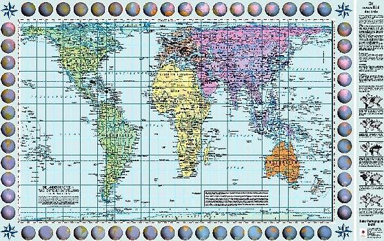 Poster Weltkarte Petersprojektion, deutsch (ca. 82,5 x 52,3 cm)