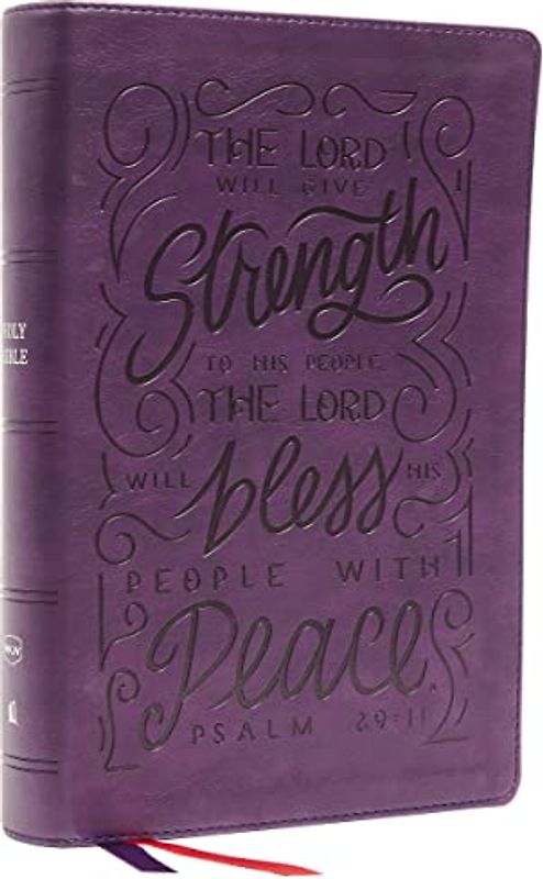 Nkjv, Giant Print Center-Column Reference Bible, Verse Art Cover Collection, Leathersoft, Purple, Red Letter, Comfort Print