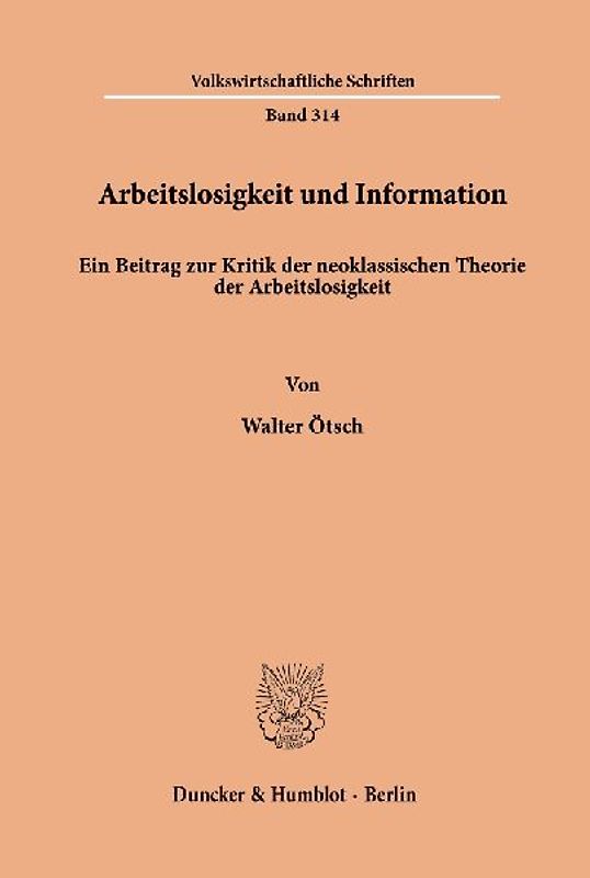 Arbeitslosigkeit und Information.