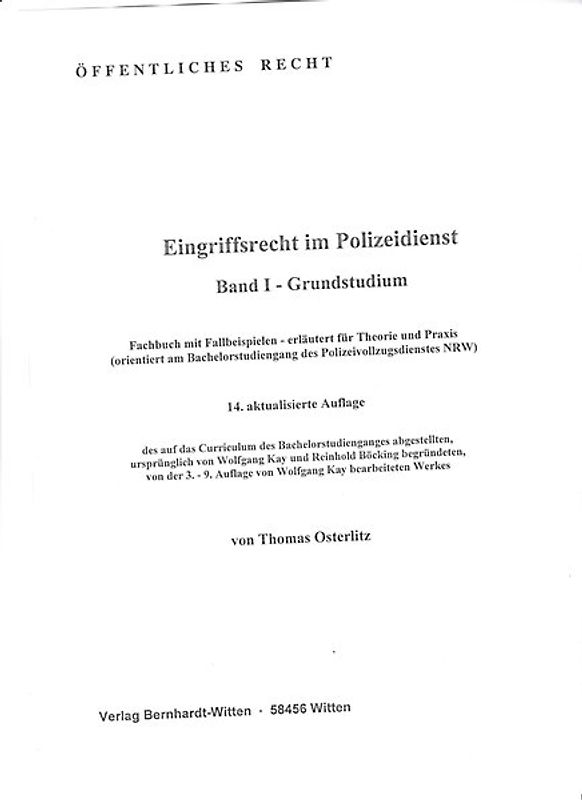 Eingriffsrecht im Polizeidienst, Band I