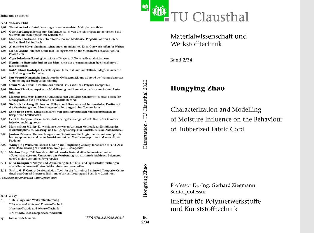 Characterization and Modelling of Moisture Influence on the Behaviour of Rubberized Fabric Cord