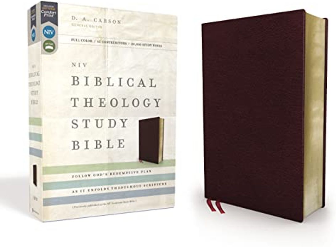 NIV, Biblical Theology Study Bible, Bonded Leather, Burgundy, Thumb Indexed, Comfort Print: Follow God’s Redemptive Plan as It Unfolds throughout Scripture