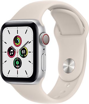Apple Watch SE 40 mm boîter aluminium argent et bracelet sport lumière stellaire [Wi-Fi + Cellulaire]
