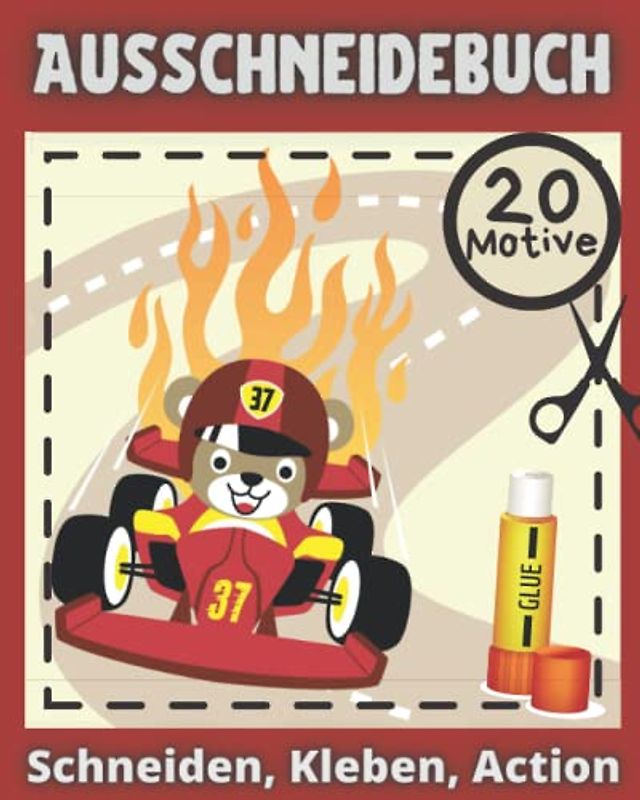 Ausschneidebuch: Schneiden, Kleben, Action! 20 farbige Motive zum Ausschneiden und aktiv Spielen. Ab 3 Jahre für Jungen zum Basteln. Tiere im ... (Ausschneidebuch für Kleinkinder, Band 2)